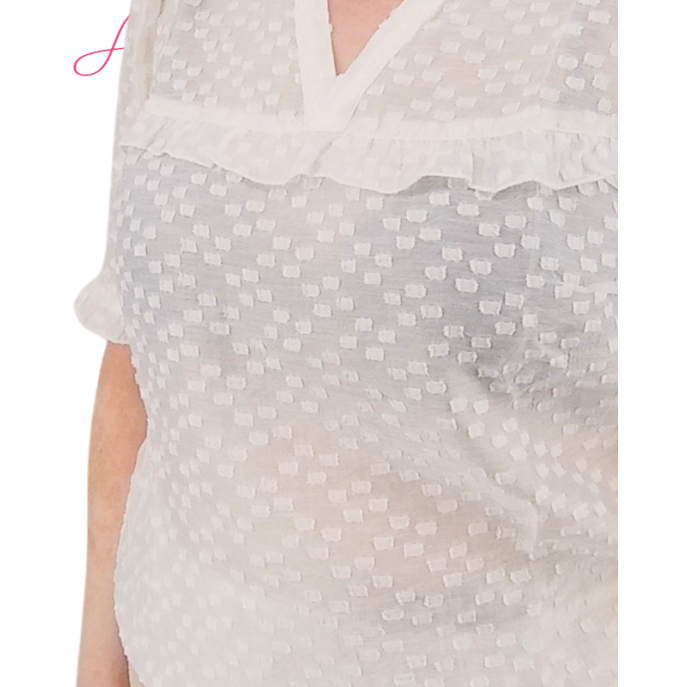 Dreamstar Blouse Hanoa uni blokje Ivoor